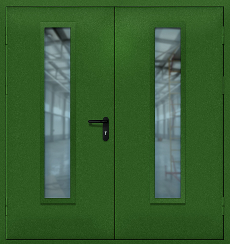 Дверь со стеклом двупольная с порошковым покрытием №1